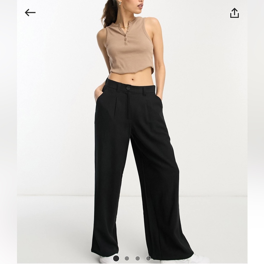 ASOS DESIGN- Petite dad pant with linen in black